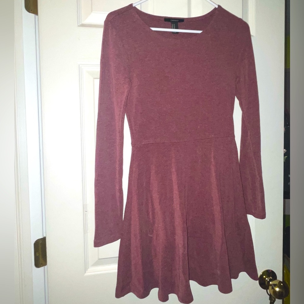 Mauve Forever 21 long sleeve skater dress